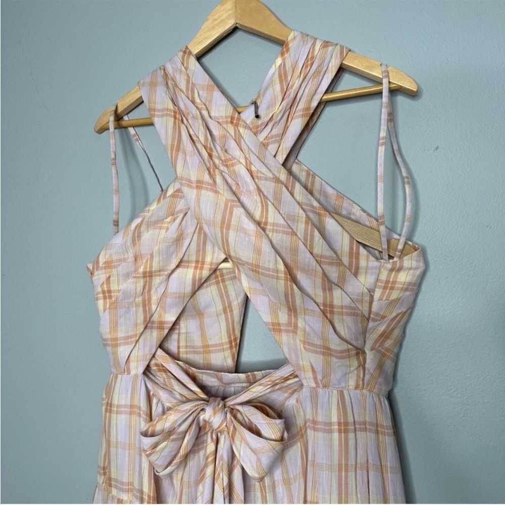 ULLA JOHNSON Noelle Crossover Halter Back-Tie Midi Plaid Dress NEW Sz. 4 - Picture 10 of 10